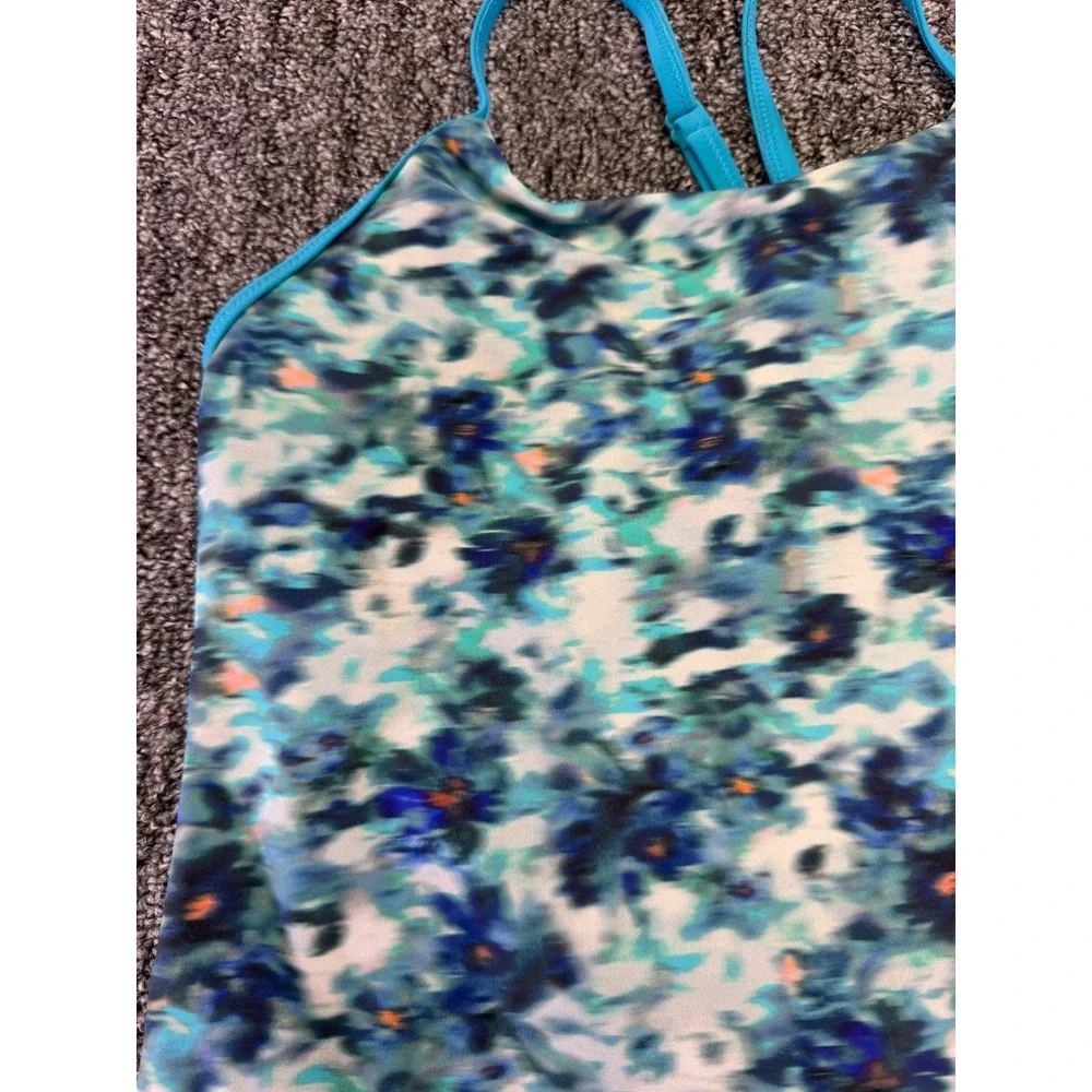 Athleta Girl Swimsuit Kids Blue Floral One Piece Adjustable Straps